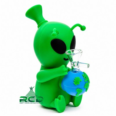 SILICONE WATER PIPE ALIEN W/ GLOBE 1CT